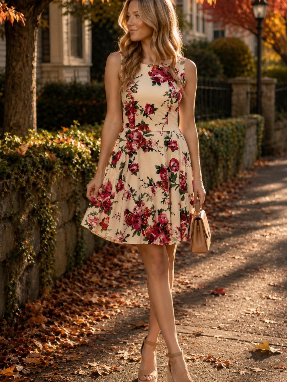 Grace Karin Floral Fit & Flare Dress